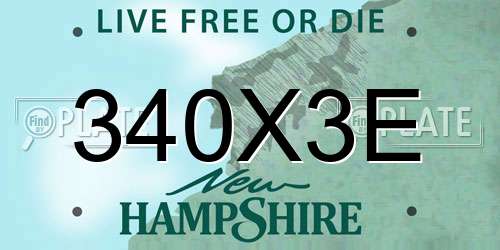 340X3E New Hampshire License Plate