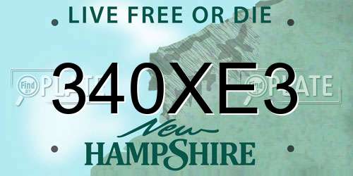 340XE3 New Hampshire License Plate