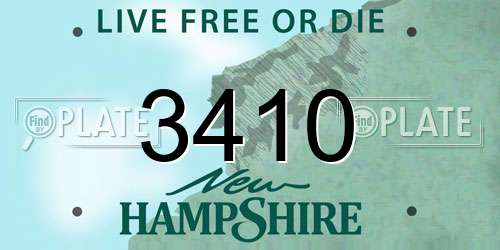 3410 New Hampshire License Plate