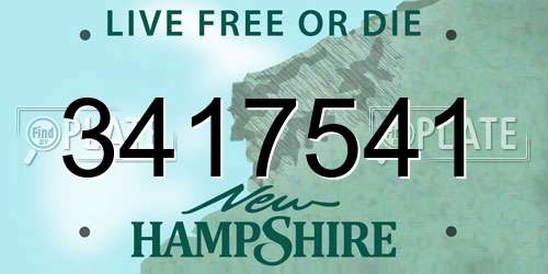 3417541 New Hampshire License Plate