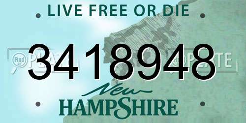 3418948 New Hampshire License Plate