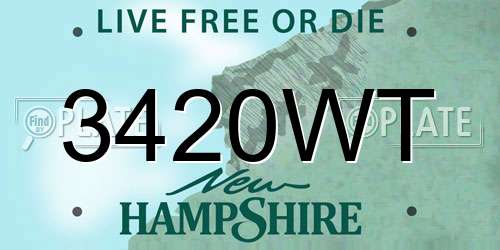 3420WT New Hampshire License Plate