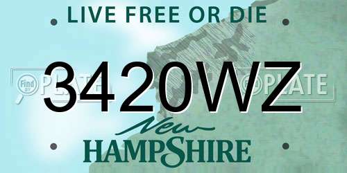 3420WZ New Hampshire License Plate