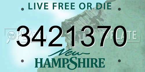 3421370 New Hampshire License Plate