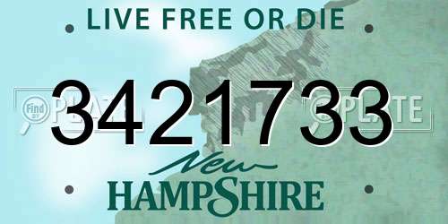 3421733 New Hampshire License Plate
