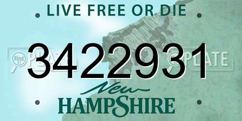 3422931 New Hampshire License Plate