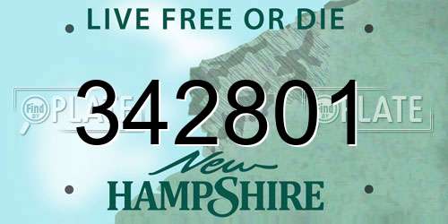 342801 New Hampshire License Plate