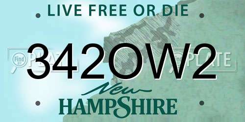 342OW2 New Hampshire License Plate