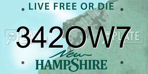 342OW7 New Hampshire License Plate