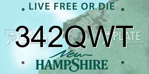 342QWT New Hampshire License Plate