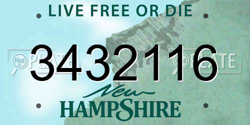 3432116 New Hampshire License Plate