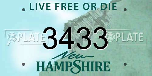 3433 New Hampshire License Plate