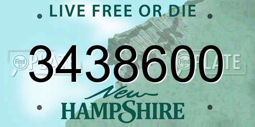 3438600 New Hampshire License Plate