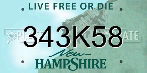 343K58 New Hampshire License Plate