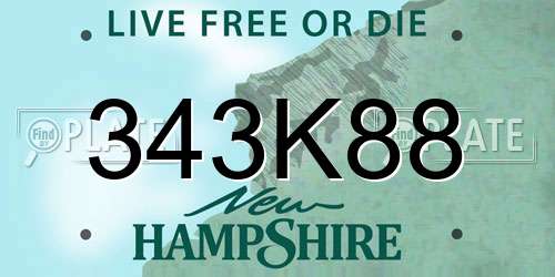 343K88 New Hampshire License Plate