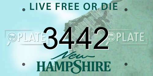 3442 New Hampshire License Plate
