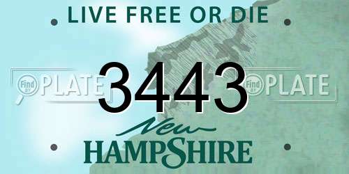 3443 New Hampshire License Plate