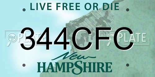 344CFC New Hampshire License Plate