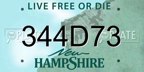 344D73 New Hampshire License Plate