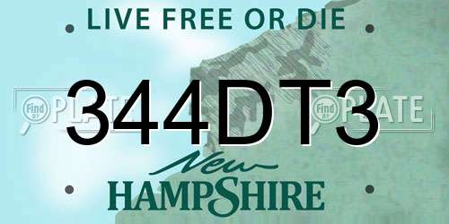 344DT3 New Hampshire License Plate