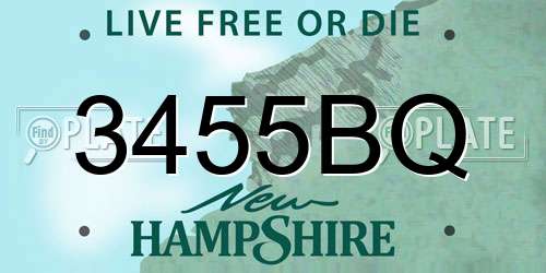 3455BQ New Hampshire License Plate
