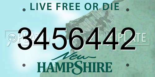 3456442 New Hampshire License Plate