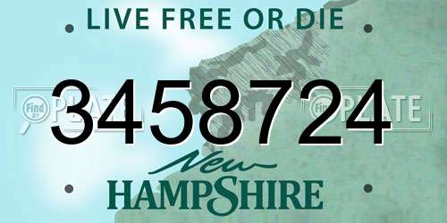 3458724 New Hampshire License Plate
