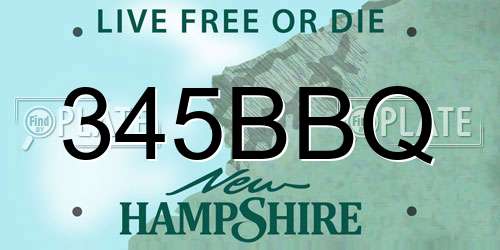 345BBQ New Hampshire License Plate