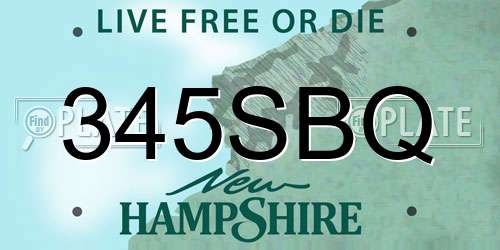 345SBQ New Hampshire License Plate