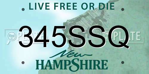 345SSQ New Hampshire License Plate