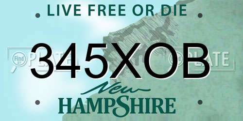 345XOB New Hampshire License Plate