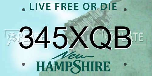 345XQB New Hampshire License Plate