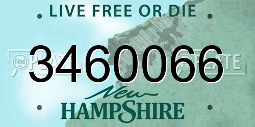3460066 New Hampshire License Plate