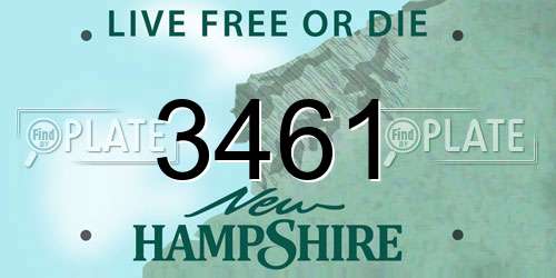 3461 New Hampshire License Plate