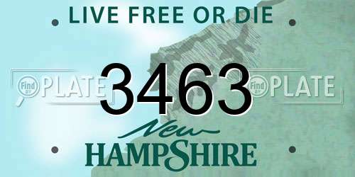 3463 New Hampshire License Plate