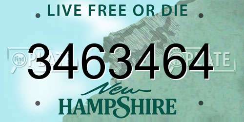 3463464 New Hampshire License Plate
