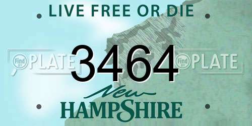 3464 New Hampshire License Plate