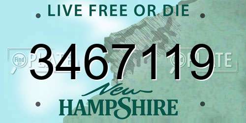 3467119 New Hampshire License Plate