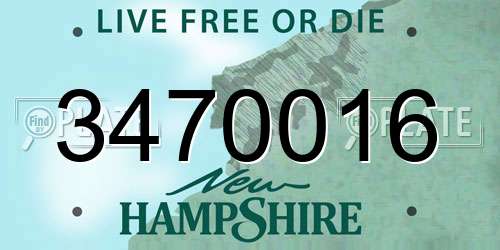 3470016 New Hampshire License Plate