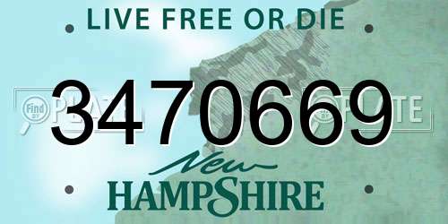3470669 New Hampshire License Plate