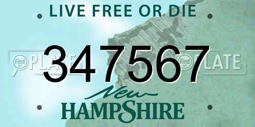 347567 New Hampshire License Plate