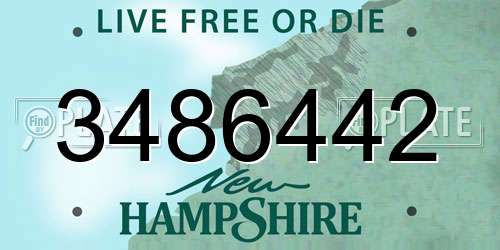 3486442 New Hampshire License Plate