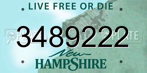 3489222 New Hampshire License Plate