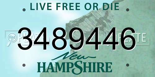 3489446 New Hampshire License Plate
