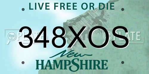 348XOS New Hampshire License Plate