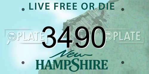 3490 New Hampshire License Plate