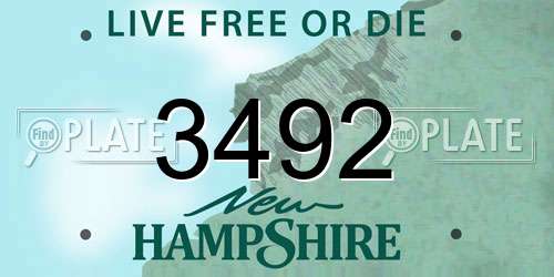 3492 New Hampshire License Plate