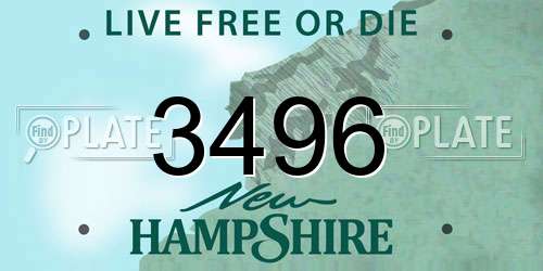 3496 New Hampshire License Plate