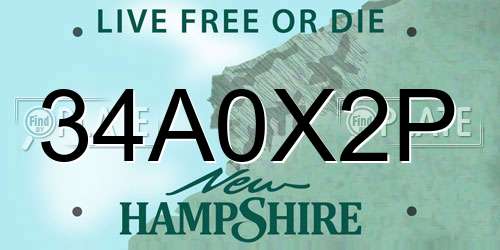 34A0X2P New Hampshire License Plate