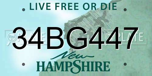 34BG447 New Hampshire License Plate